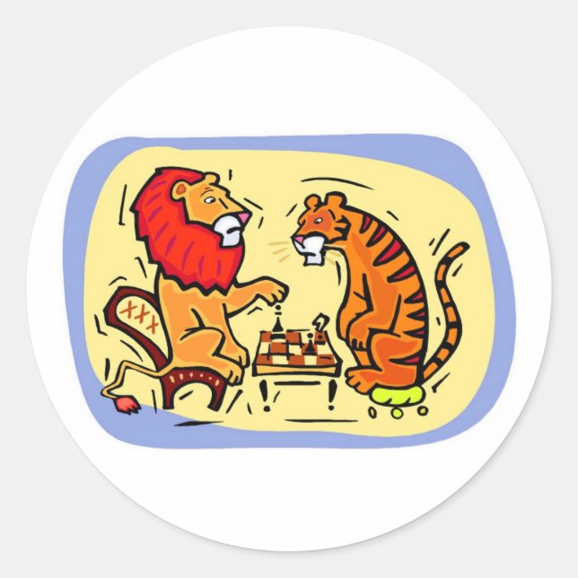 Pegatina Redonda Tiger Chess (Anverso)