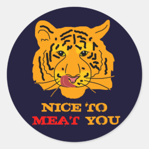 Pegatina Redonda Tiger Nice to Meyou gracioso personalizable