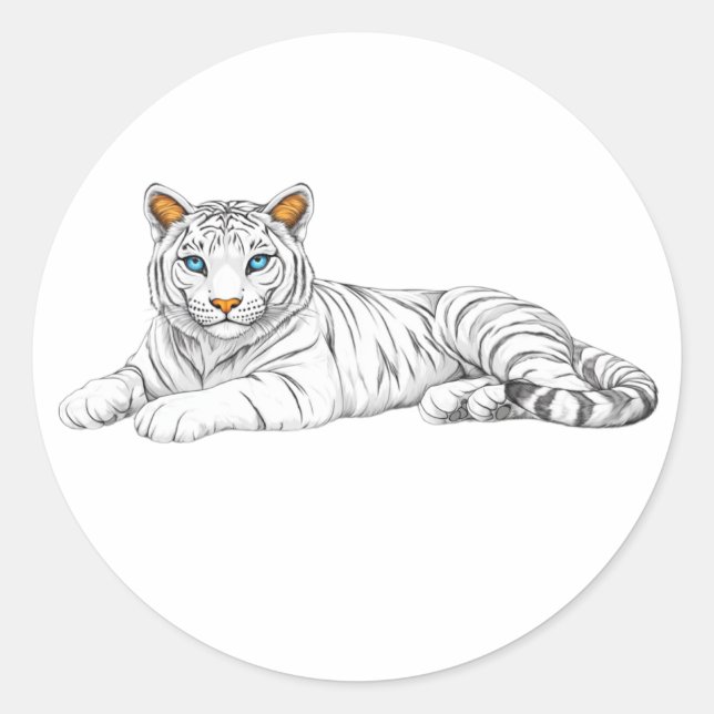 Pegatina Redonda tiger sticker. Bright burning eyes are watching  (Anverso)