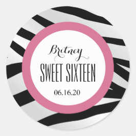 Pegatina Redonda TIGER Sweet 16 Personalizado V10 ROPA NEGRA