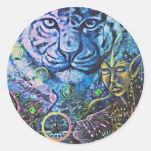 Pegatina Redonda Tiger Vision