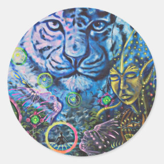 Pegatina Redonda Tiger Vision