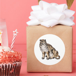 Pegatina Redonda Tigre de Kono Bairei (1844-1895).