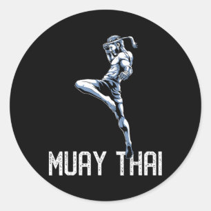 Pegatina Redonda Tigre de Muay Thai - Nak Muay, regalo de Kickboxin