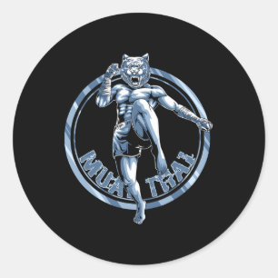 Pegatina Redonda Tigre de Muay Thai - Nak Muay, Regalo de Kickboxin