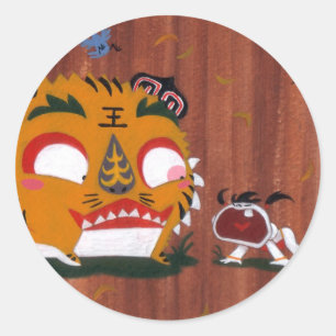 Pegatina Redonda Tigre de otoño