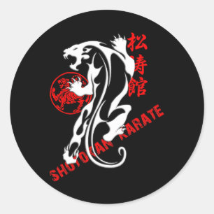 Pegatina Redonda Tigre de Shotokan Karate - Budo de artes marciales