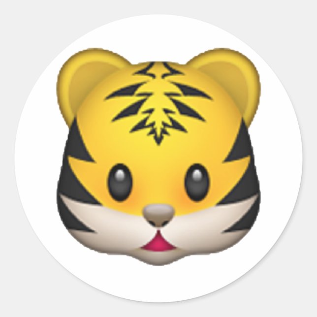 Pegatina Redonda Tigre - Emoji (Anverso)