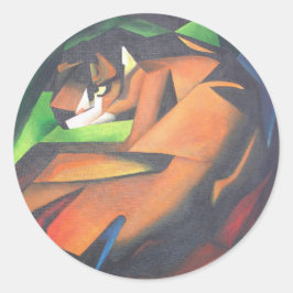 Pegatina Redonda Tigre En Estilo De Arte Geométrico Franz Marc