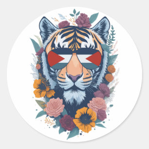 Pegatina Redonda Tigre palestino - BANDERA palestina