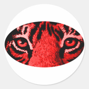 Pegatina Redonda Tigre Rojo Ojos El MUSEO Regalos Zazzle