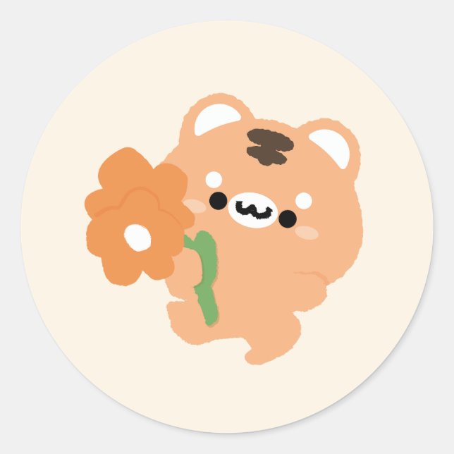 Pegatina Redonda Tigre romántico lindo (Anverso)