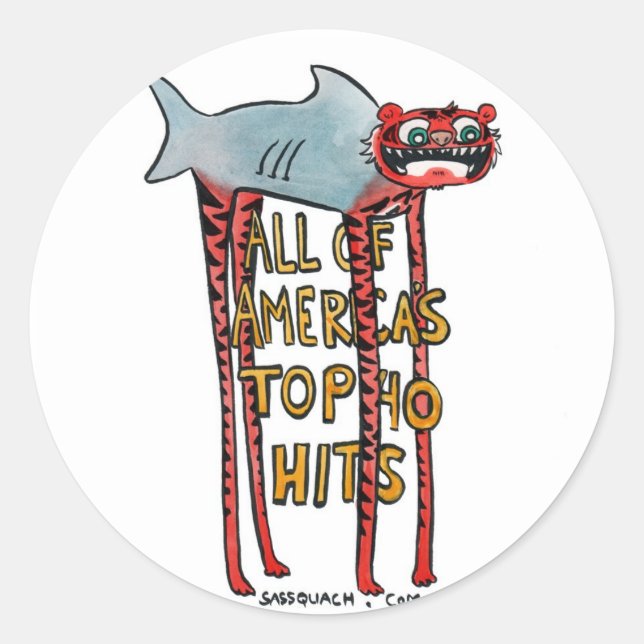 Pegatina Redonda Tigre tiburón (Anverso)