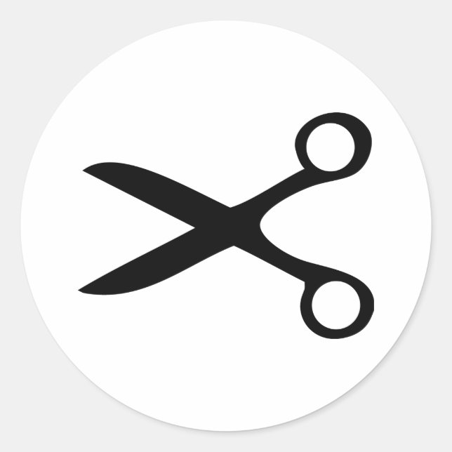 Pegatina Redonda tijeras negras del peluquero (Anverso)