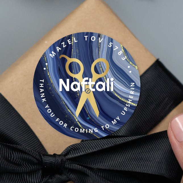 Pegatina Redonda Tijeras personalizadas Upsherin (Subido por el creador)