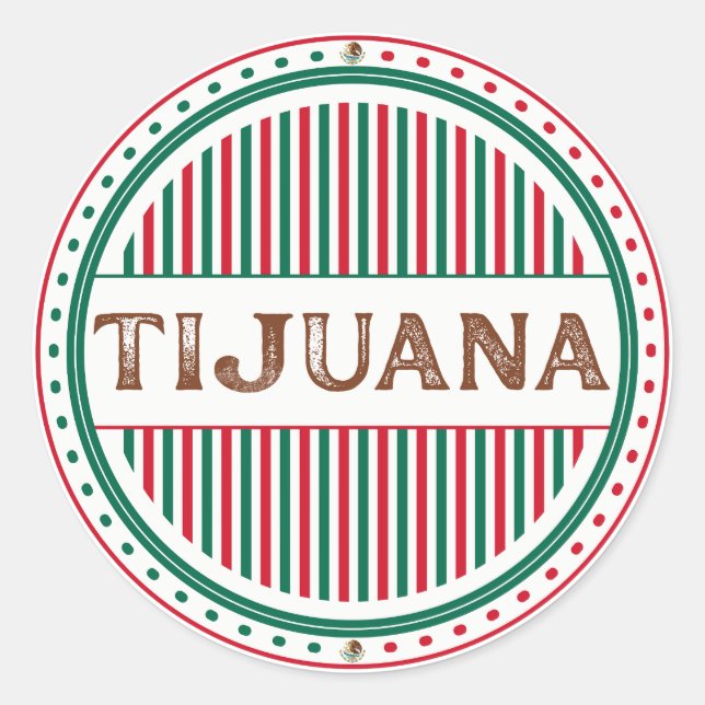 Pegatina Redonda Tijuana City Pride Emblem – Mexican Identity (Anverso)