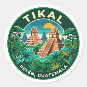 Pegatina Redonda Tikal Guatemala