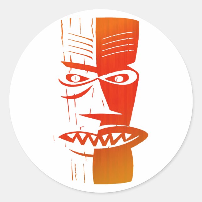 Pegatina Redonda Tiki (Anverso)