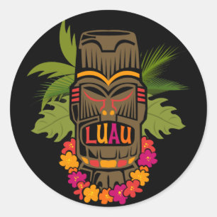 Pegatina Redonda Tiki Luau