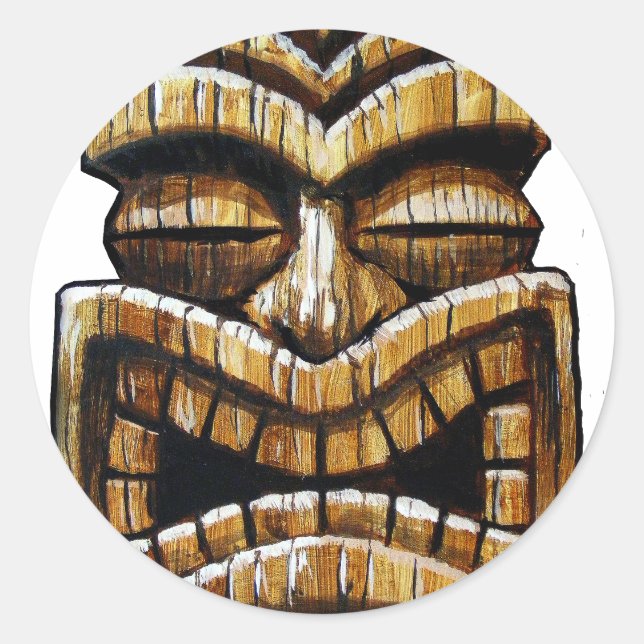 Pegatina Redonda Tiki Man (Anverso)