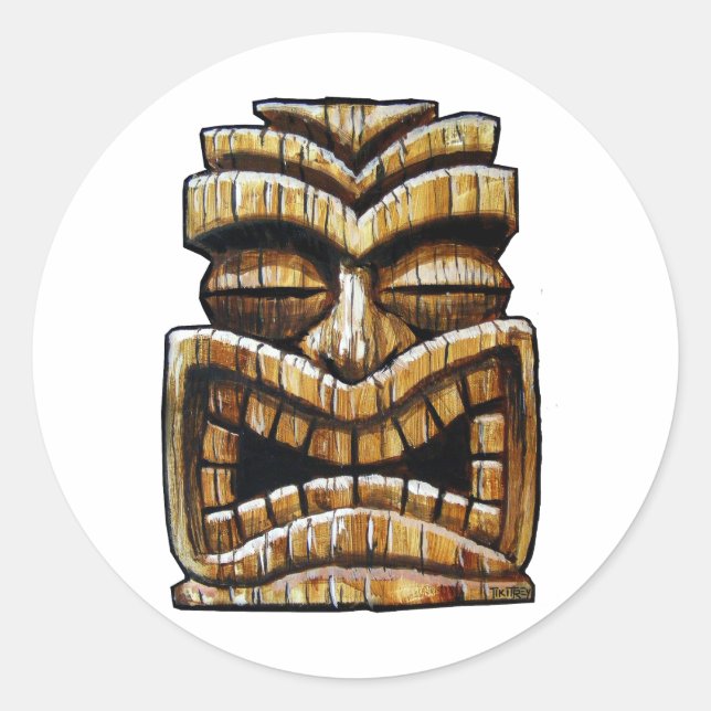 Pegatina Redonda Tiki Man (Anverso)