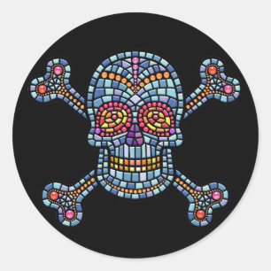 Pegatina Redonda Tile Skull 1