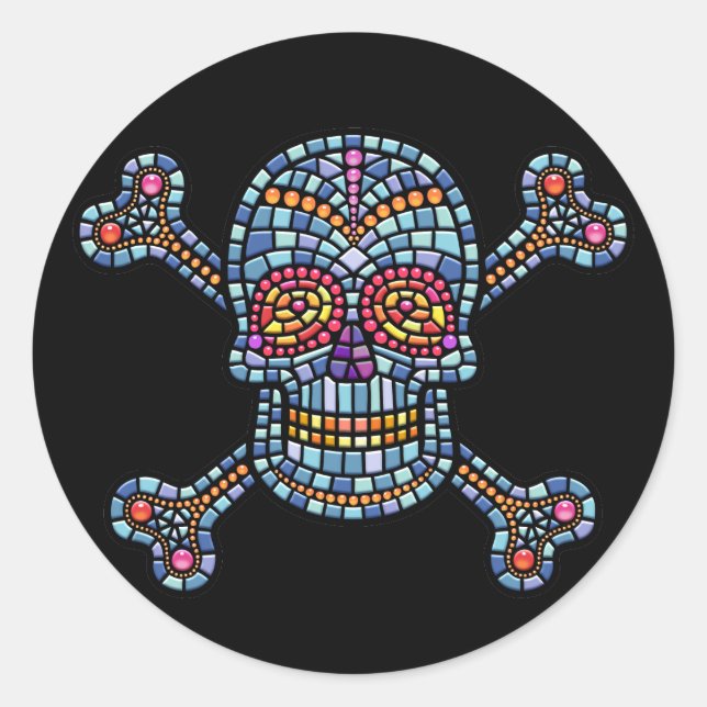 Pegatina Redonda Tile Skull 1 (Anverso)