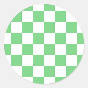 Pegatina Redonda Tile Y2K del tablero de ajedrez verde retro