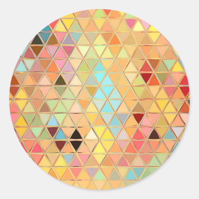 Pegatina Redonda Tiles Stained Glass Boho (Anverso)