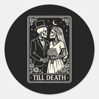 Pegatina Redonda Till Death Skeleton Love Couples Gothic Wedding Br