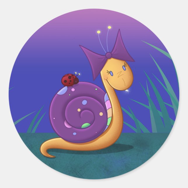 Pegatina Redonda Tilly the Snail (Anverso)