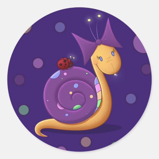 Pegatina Redonda Tilly the Snail with Polkadots (Anverso)