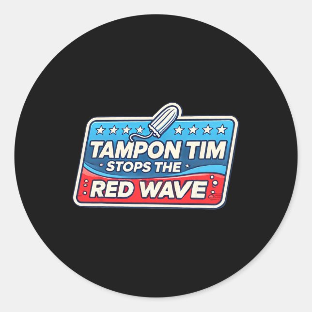 Pegatina Redonda Tim Governor Tim Walz Funny Político (Anverso)