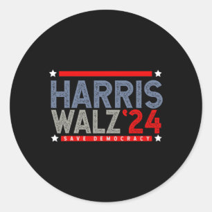 Pegatina Redonda Tim-walz-2024 Hombres electorales Mujeres Vals 1