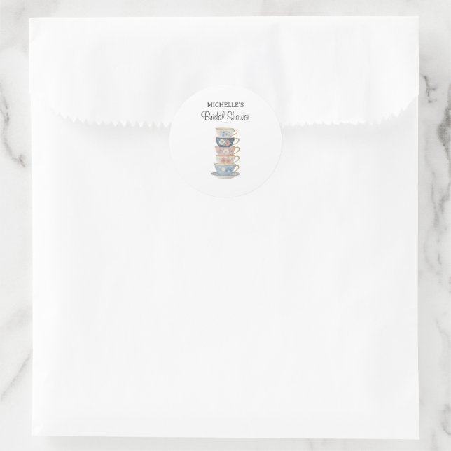 Pegatina Redonda Time for Tea Bridal Shower Sticker (Bolso)