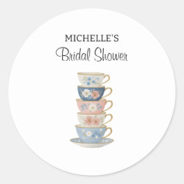 Pegatina Redonda Time for Tea Bridal Shower Sticker