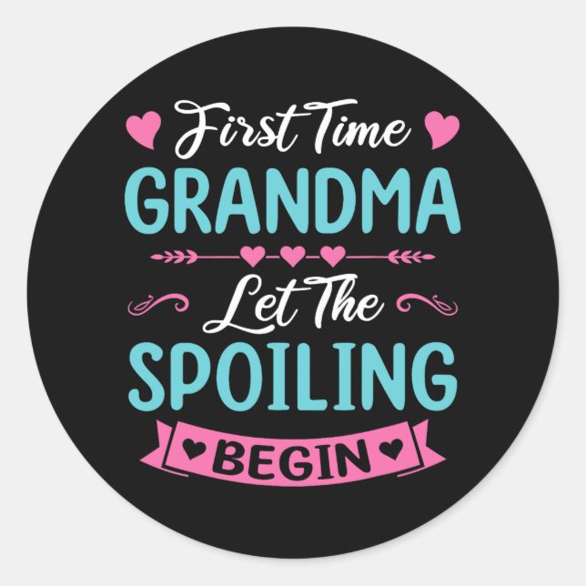 Pegatina Redonda Time Grandma New Grandma Ba (Anverso)