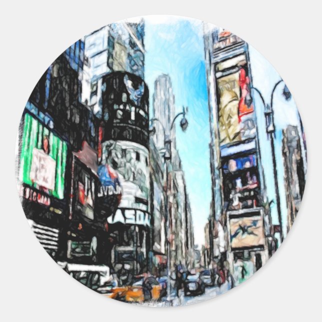 Pegatina Redonda Times Square (Anverso)