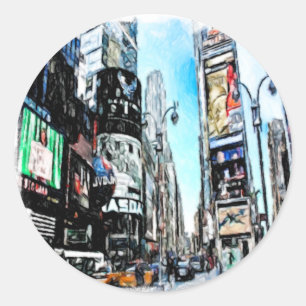 Pegatina Redonda Times Square
