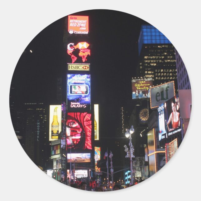 Pegatina Redonda Times Square New York (Anverso)