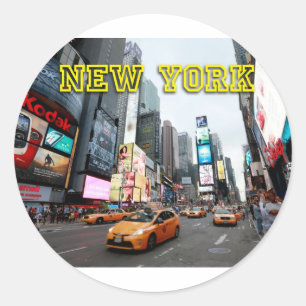 Pegatina Redonda Times Square New York City USA