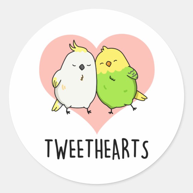 Pegatina Redonda Tinearts Funny Love Birds Pun (Anverso)