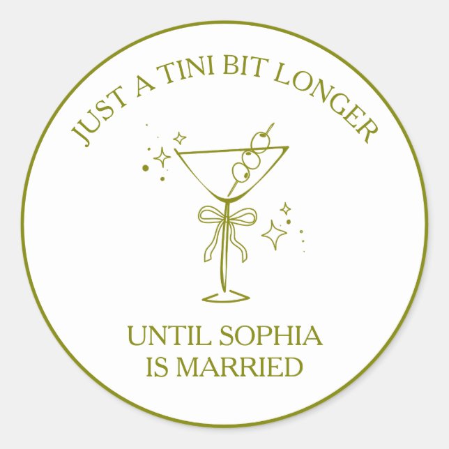 Pegatina Redonda "Tini Bit Longer" Aceituna para Dirty Martini Desp (Anverso)
