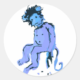 Pegatina Redonda tinta de mono emo