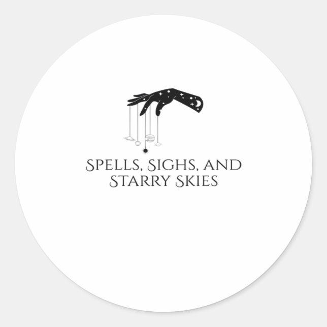 Pegatina Redonda Tinta Whimsigoth – Bosques místicos, lunas y magia (Anverso)