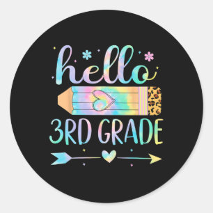 Pegatina Redonda Tinte Tie 3er Grado Ck Para Colegio Hola Tercer Gr