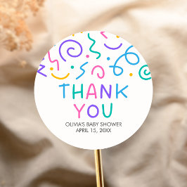 Pegatina Redonda Tiny Human Shindig Baby Shower