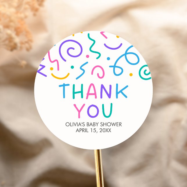 Pegatina Redonda Tiny Human Shindig Baby Shower (Retro Tiny Human Shindig Baby Shower Sticker)