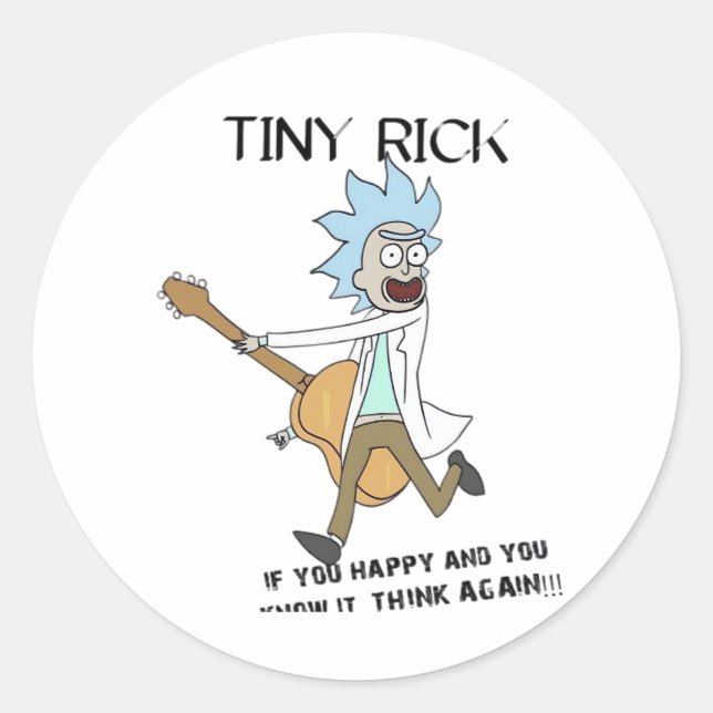 Pegatina Redonda Tiny Rick Classic (Anverso)