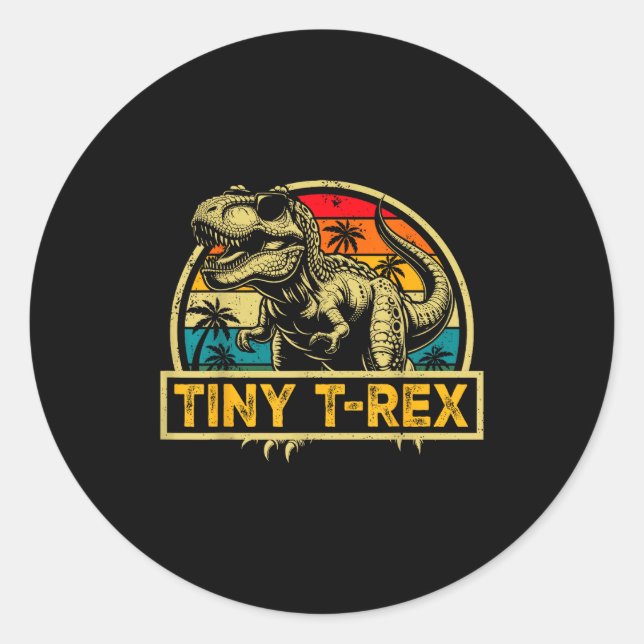 Pegatina Redonda Tiny T-rex T Rex Dinosaur Tiny T-rex Family Matchi (Anverso)